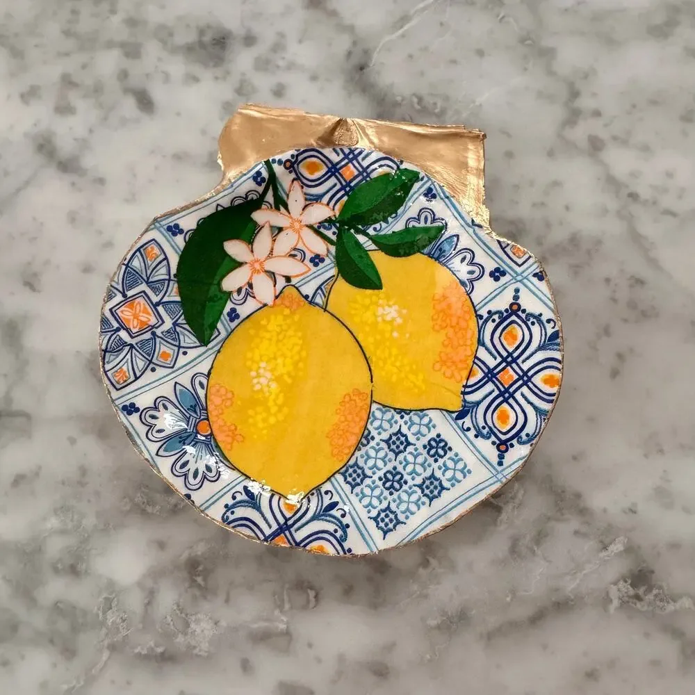 Sicilian Lemon Shell Trinket Dish Italian Ring Dish